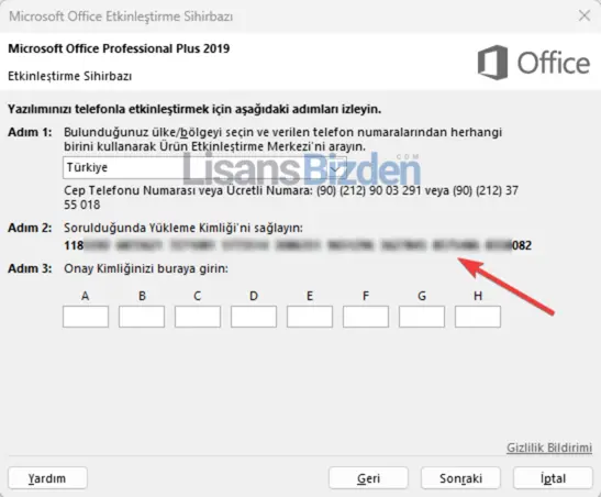 office 2019 yükleme kimliği